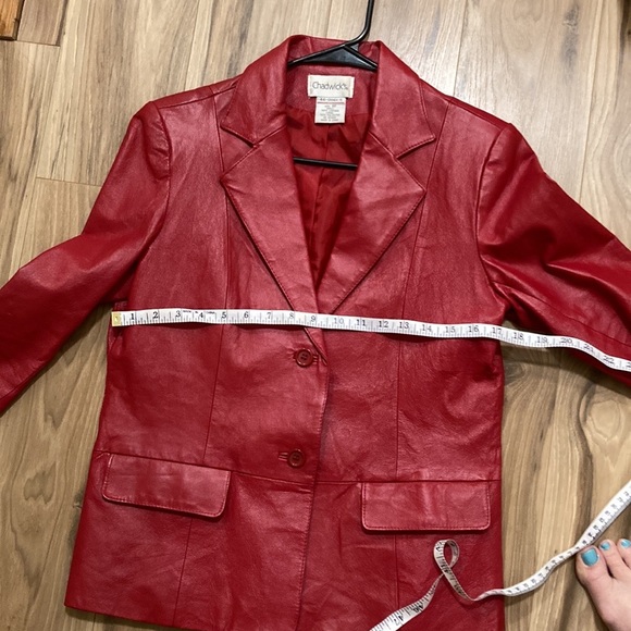 Red leather blazer/jacket. - Picture 2 of 8